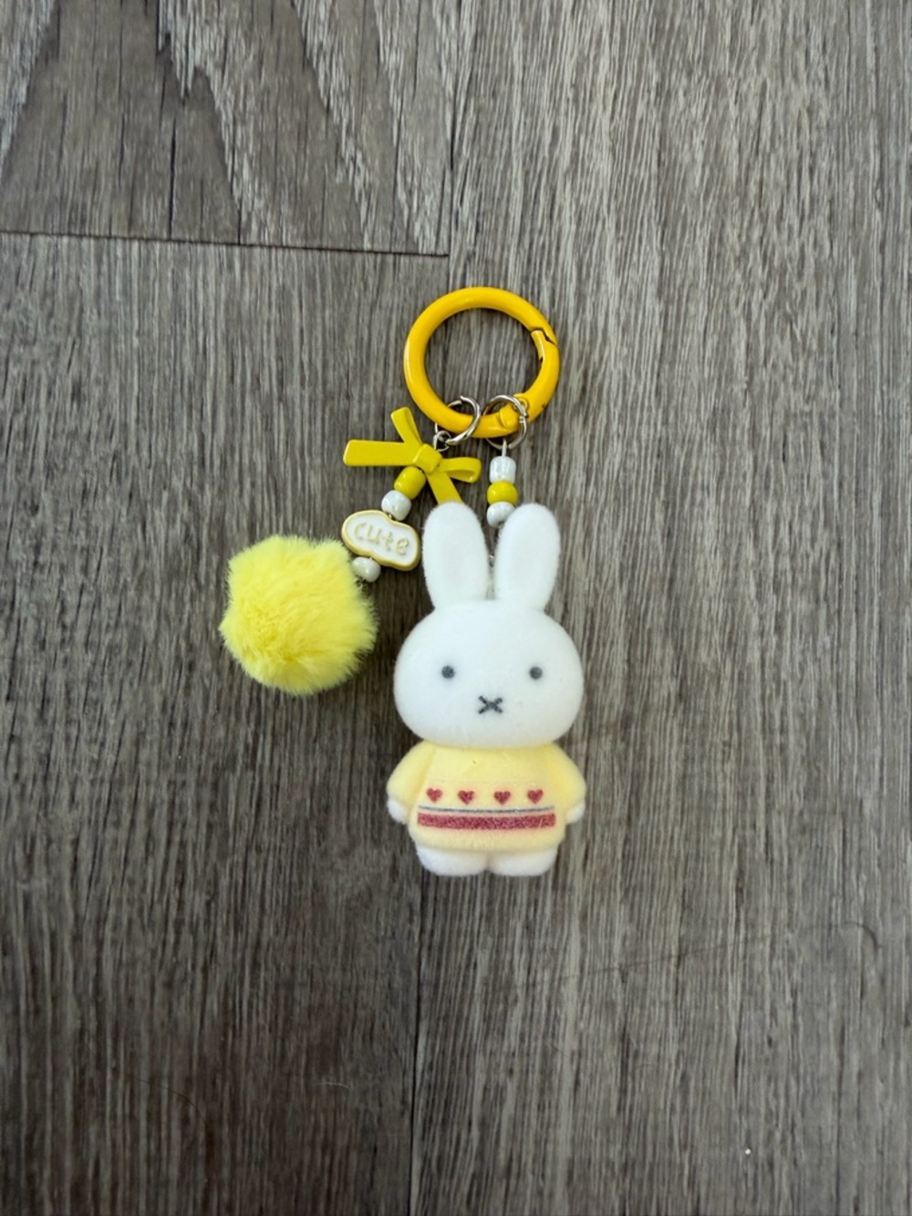 miffy Yellow & White Bunny Plush Keychain Bag Charm